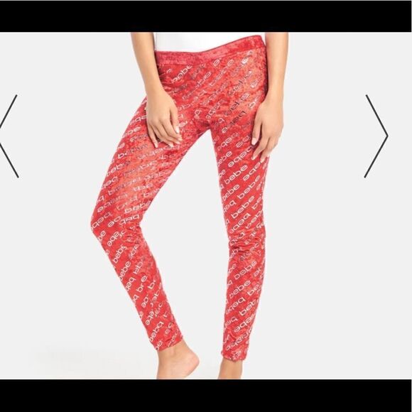 15-🔥🔥NWT BEBE lounge pants BEBE foil logo printed lounge pants. Lg - Picture 1 of 4